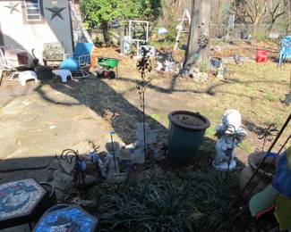 We have a patio and yard full of amazing decor and treasures! Planting pots, chairs, statues, decor accents, tables, storage, handmade items, & so much more!
