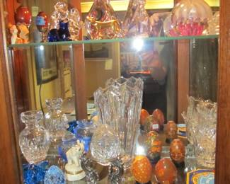 Lovely Waterford crystal, Art glass, Lenox crystal figurines, cobalt and brass cats
