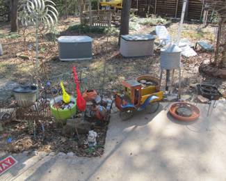 We have a patio and yard full of amazing decor and treasures! Planting pots, chairs, statues, decor accents, tables, storage, handmade items, & so much more!