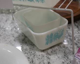 Vintage Amish Butterprint Rooster Loaf Pan & Square Dish 