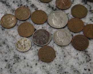 Wheat Back Pennies, Buffalo Nickel, Dime, Quarter