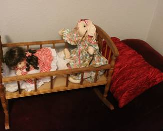 Vintage Dolls & Cradle