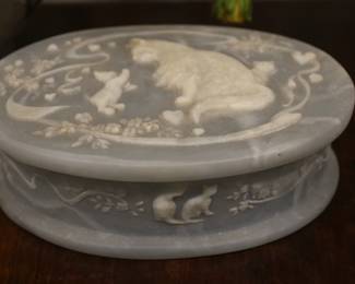 Incolay Stone Cat/Kitten Trinket Box