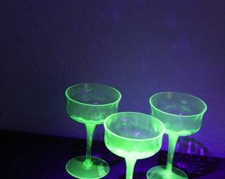 Uranium Glass Champagne Glasses