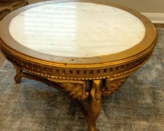 Marble-Topped, Gold Leaf Coffee Table 