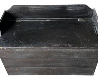 Vintage Black Wooden Toy Box Bench