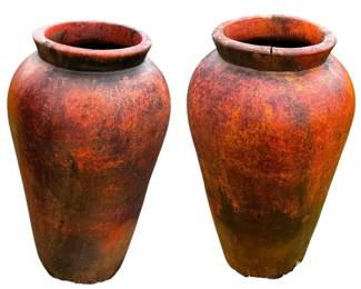 Two OVERSIZED Clay Pots