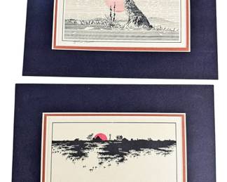 2 Signed Original Prints Framed Black Mat