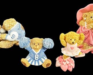 4 Vintage Cuddlsoms Bear Figurines