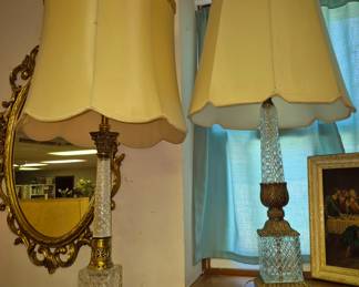 Vintage brass and crystal lamps