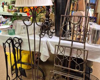 Much cast iron!! Modern and vintage stands, lamps, racks and much more miscellaneous iron.