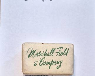 Much miscellaneous advertising. Marshall Field & Company sugar cube