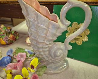 Much pottery, china and glassware. "Conder 508 USA" vase