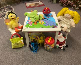 Vintage Winnie The Pooh Solid Wood Table and Chairs.    ( very sturdy) 