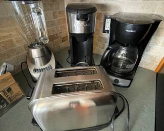 Small appliances:  Blender, Mr. Coffee coffee maker, Farberware single serve coffee maker and toaster