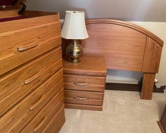 Maple Queen headboard, 2-drawer nightstand and tall dresser