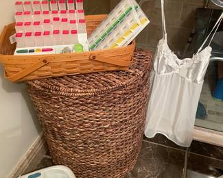 Laundry hamper and pill storage boxes