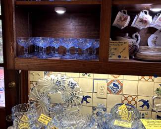 Art Deco Vintage Cambridge Classic Midnight Blue glass service ware