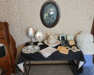 Antique Oval framed photo and antique mirrors