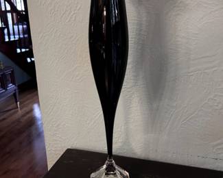 Willsea & O'Brien Signed Large Pyramid Funnel Hand Blown Glass Vase