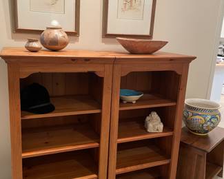 Another view of the matched set of 2 - wood open shelves / bookcases 