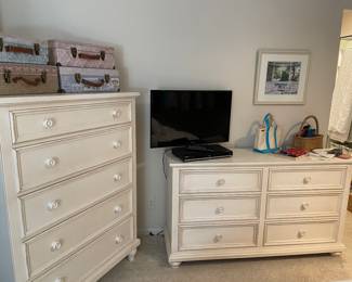 Ethan Allen matched set of dressers - 5 drawer tall dresser and 6-drawer dresser, TV and DVD player, and accessories