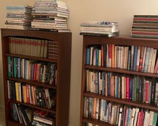 Bookcases - matched set of 2 and books