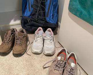 backpack and walking / hiking / trail shoes