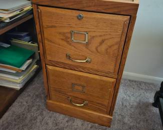 $15. Oak file cabinet, needs some repair