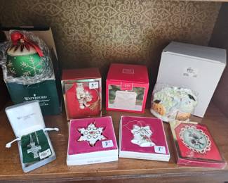 $40 Waterford crystal crucifix pendant, Waterford ornament,  Royal Albert Country roses ornaments, Lennox ornaments & Christmas decor