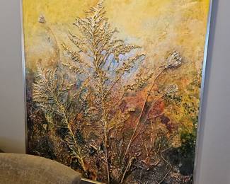 $50 Golden fern oil 3-D art, local Plymouth artist