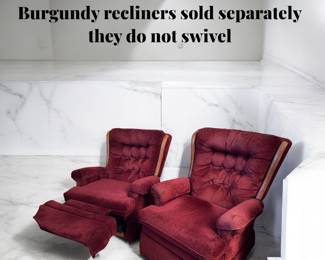 Burgundy recliners - sold separately - they do not swivel