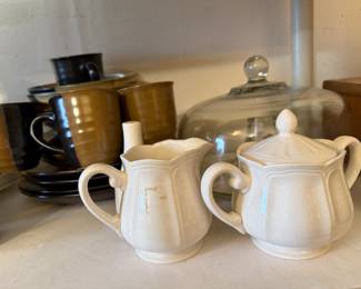 Vintage glassware, cannister set, corelle and corning ware dishes