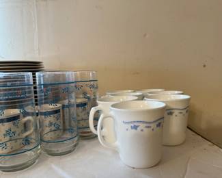 Vintage glassware, cannister set, corelle and corning ware dishes