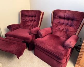 Burgundy recliners - sold separately - they do not swivel