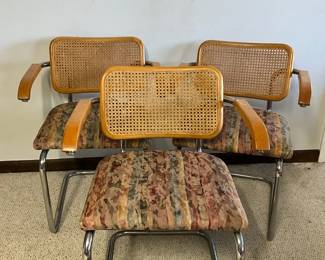 3 Retro Canned Back Chairs 