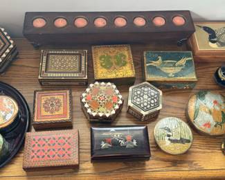 TONS OF POLISH AND OTHER COLLECTIBLE HAND PAINTED BOXES