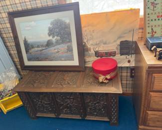 ART WORK AND BIRD CARVED CHEST by ARNOLD J. GRUTER