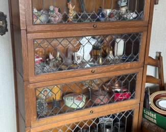 ANTIQUE GORGEOUS LEADED GLASS STACKING BOOKCASE