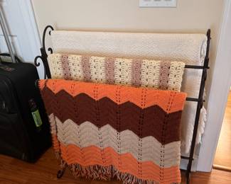 Blanket rack & afghans 