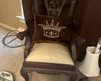 Antique Wood, hand carved childs chair