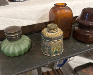 Antique Signet Peacock Blue Ink Tin