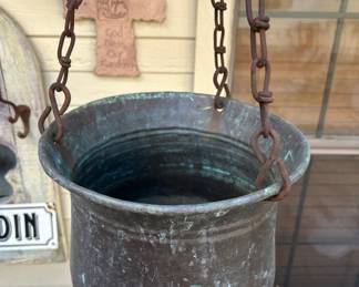 Rustic Hammered Copper Hanging Planter/Pot
