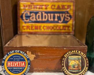 Vintage Helvetia and Highland Cream Tin Coasters