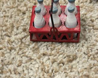 Vintage Wood Soda Bottles in Metal crate (Mini)