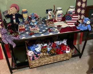 4th of July home decor, Mickey and Minnie Collectibles, and Beanie Babies
