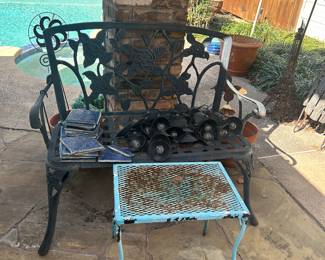 Large Iron Bench and table