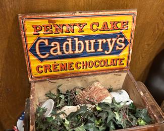 Antique Penny Cake Cadbury's Wood Box