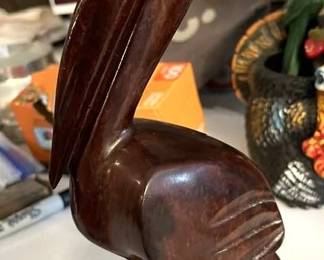 Pelican carving.