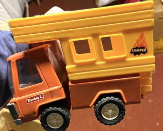 Vintage Buddy L toy camper.
